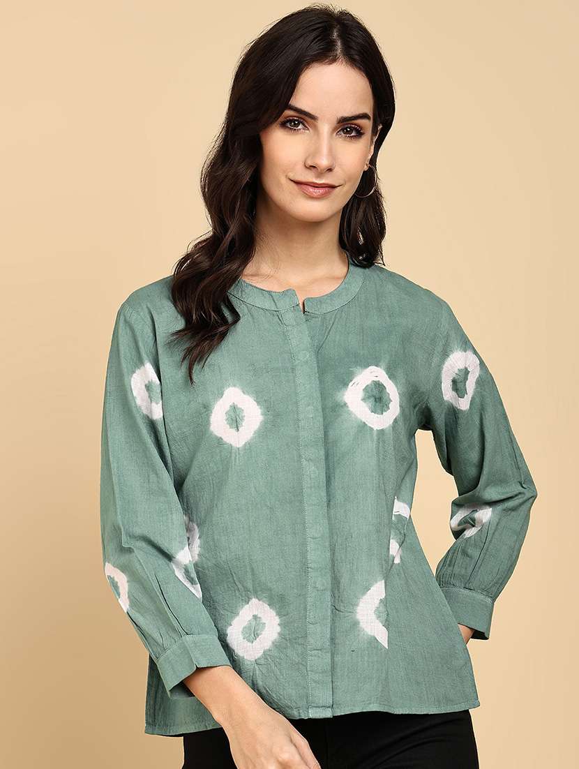women tie & dye collared long sleeve shirt - 22364535 -  Standard Image - 1