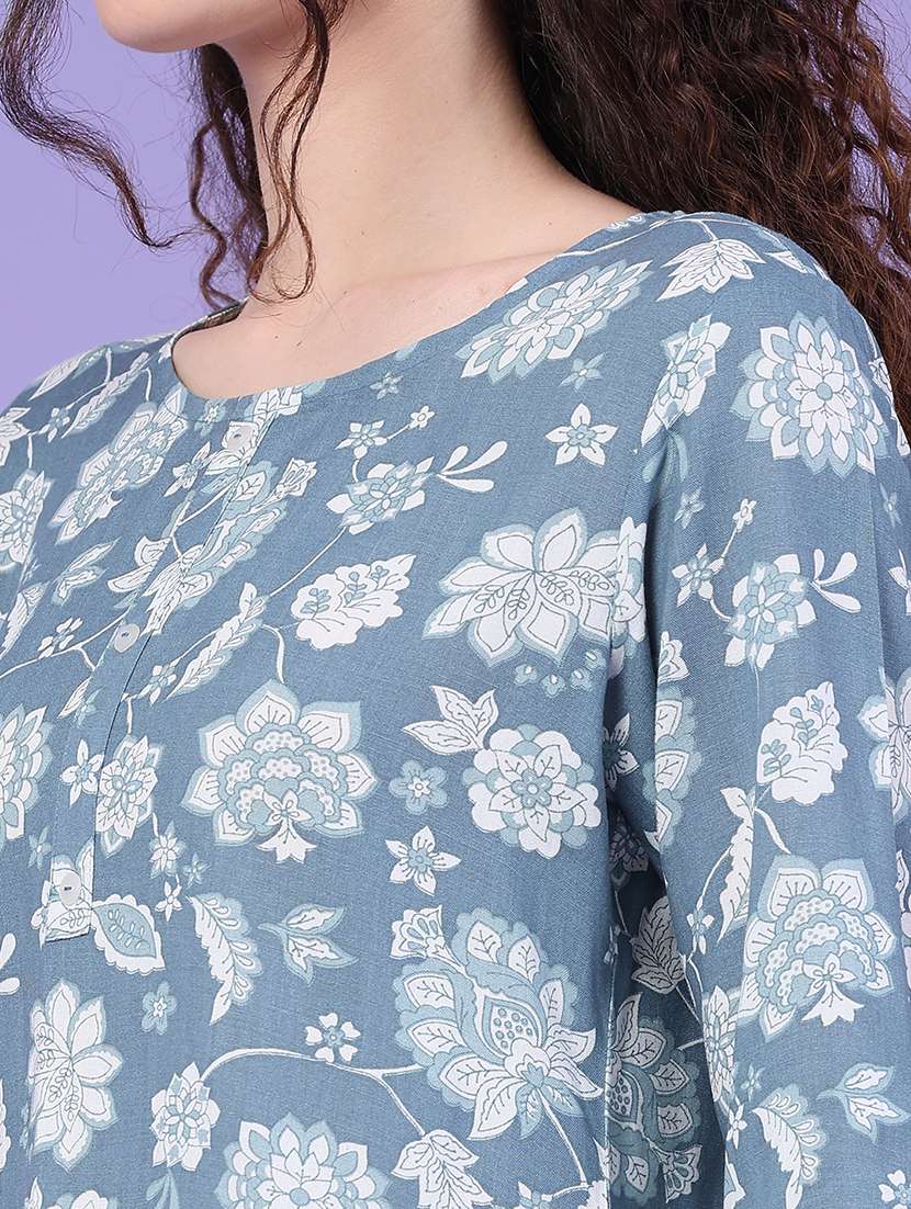 women printed round neck straight kurta - 22367376 -  Standard Image - 1