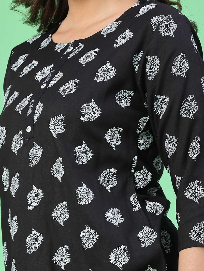 women printed round neck straight kurta - 22367377 -  Standard Image - 1