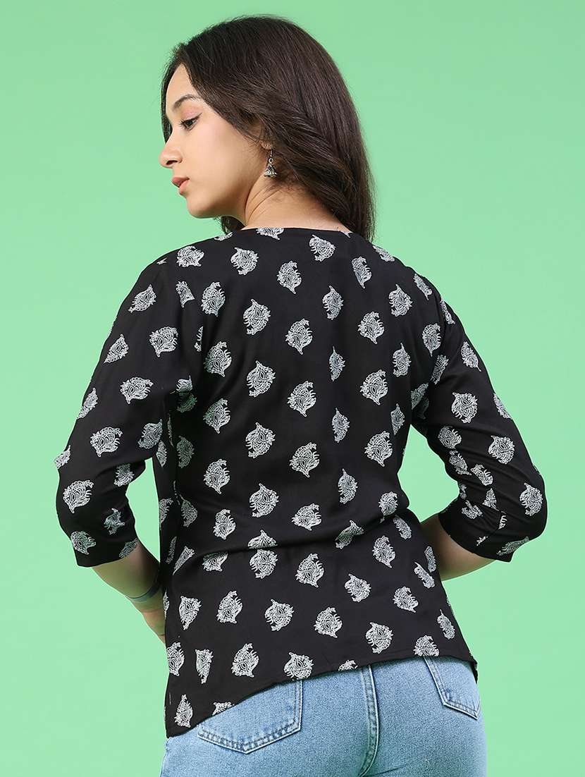 women printed round neck straight kurta - 22367377 -  Standard Image - 4
