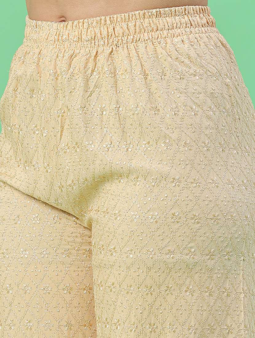 women embroidered mid rise straight fit palazzo - 22367383 -  Standard Image - 1