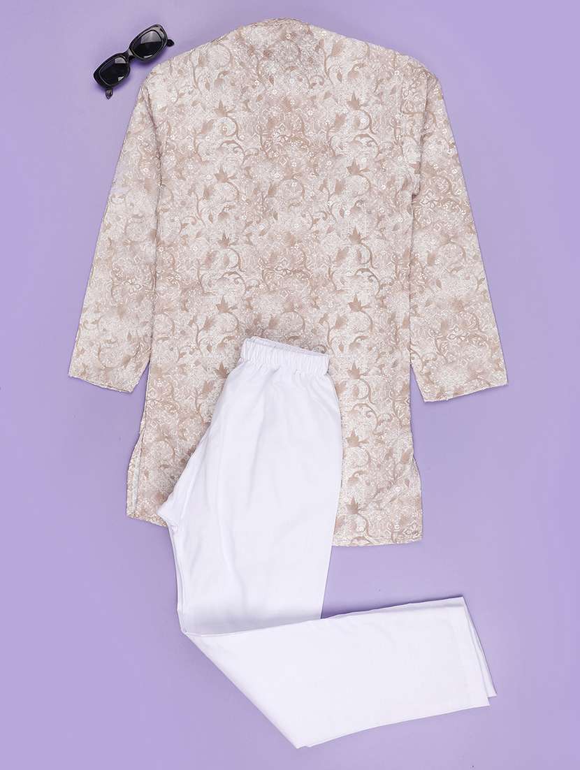 Beige Cotton Kurta Sets Kurtas & Set - 22367395 -  Standard Image - 1