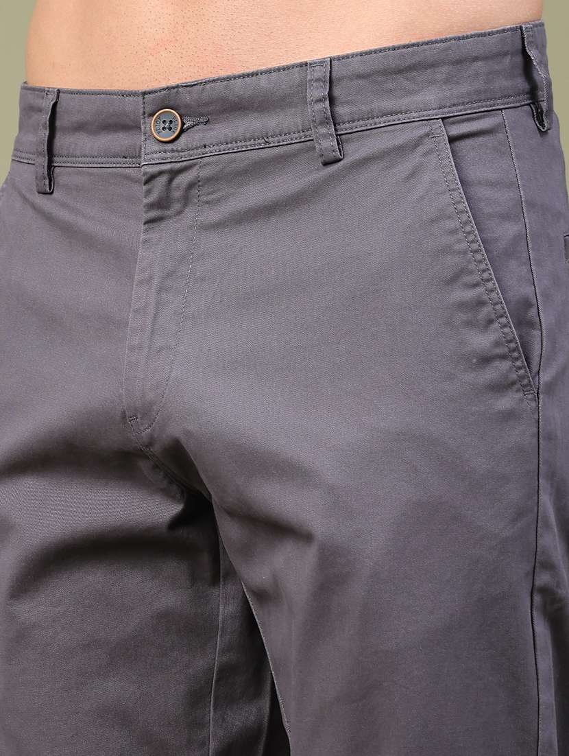 Men Solid Mid Rise Chinos Casual Trouser - 22367555 -  Standard Image - 1