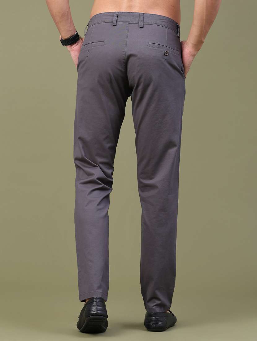 Men Solid Mid Rise Chinos Casual Trouser - 22367555 -  Standard Image - 4