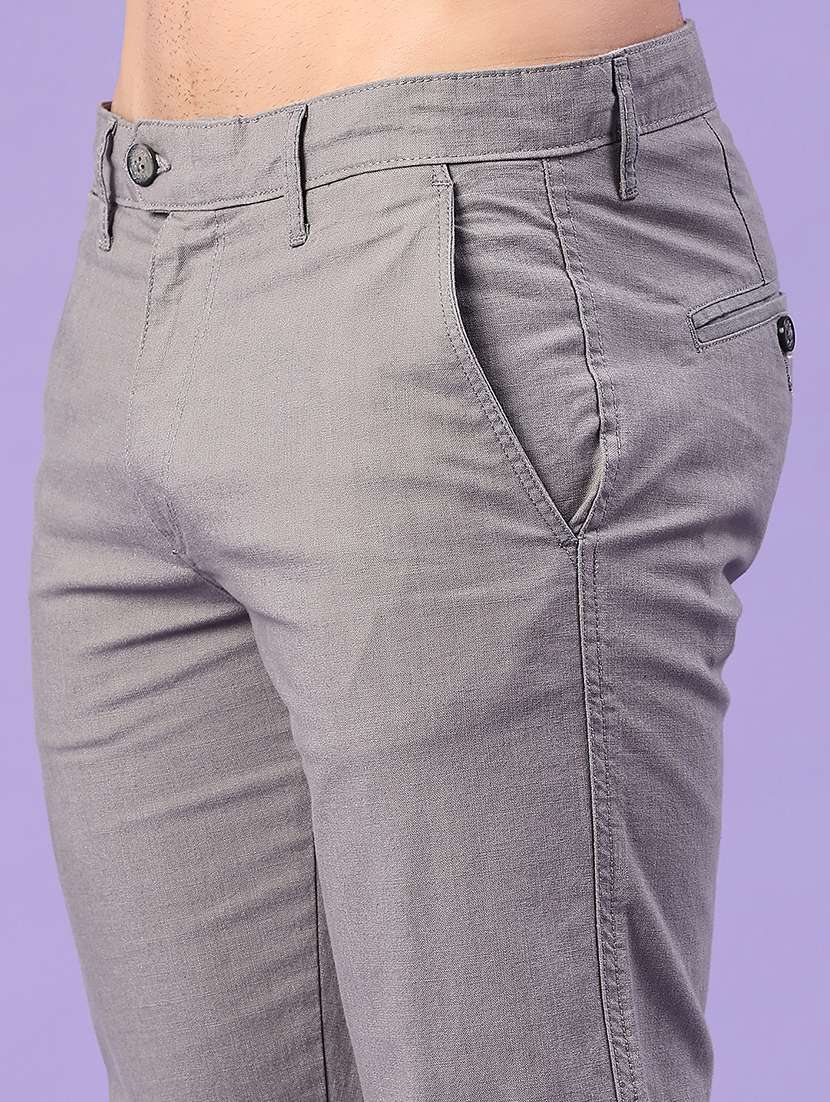 grey cotton chinos casual trousers - 22367559 -  Standard Image - 1