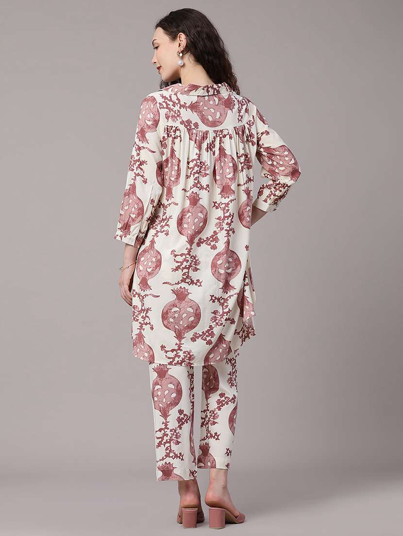 women printed collared ethnic co-ord set - 22368089 -  Standard Image - 4
