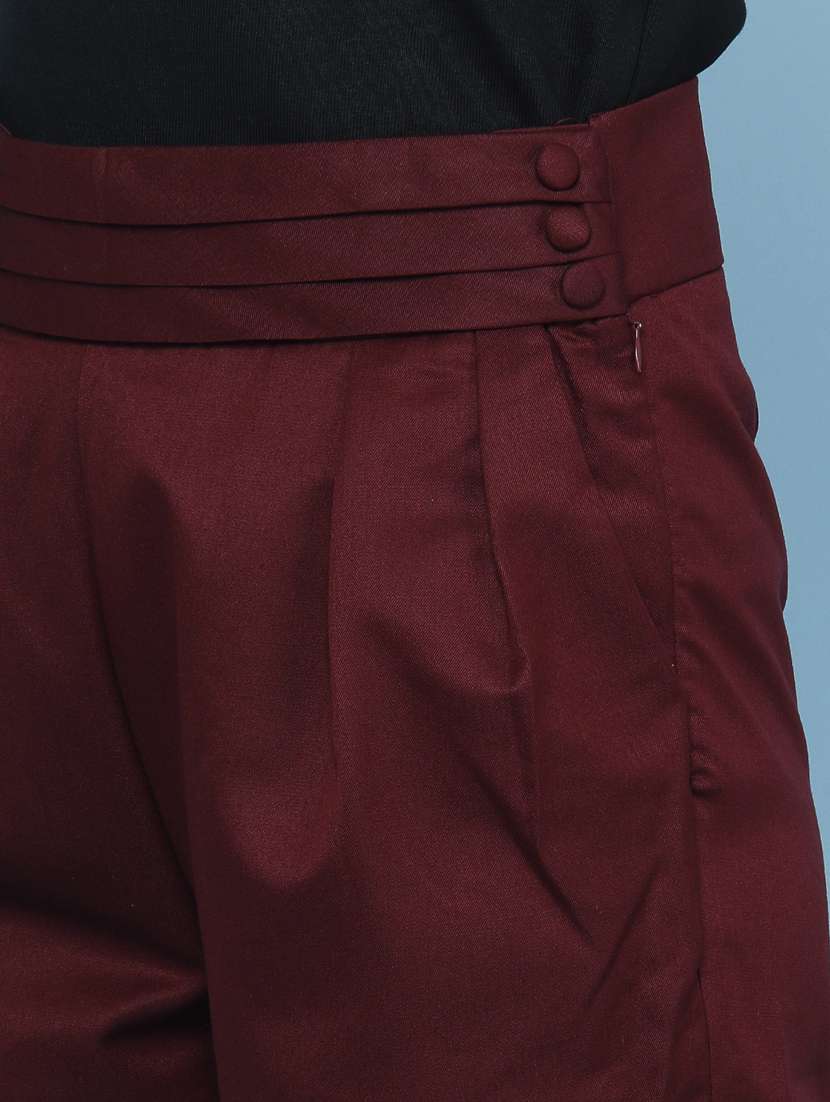 Women Solid Mid Rise Straight T Rouser - 22368235 -  Standard Image - 1