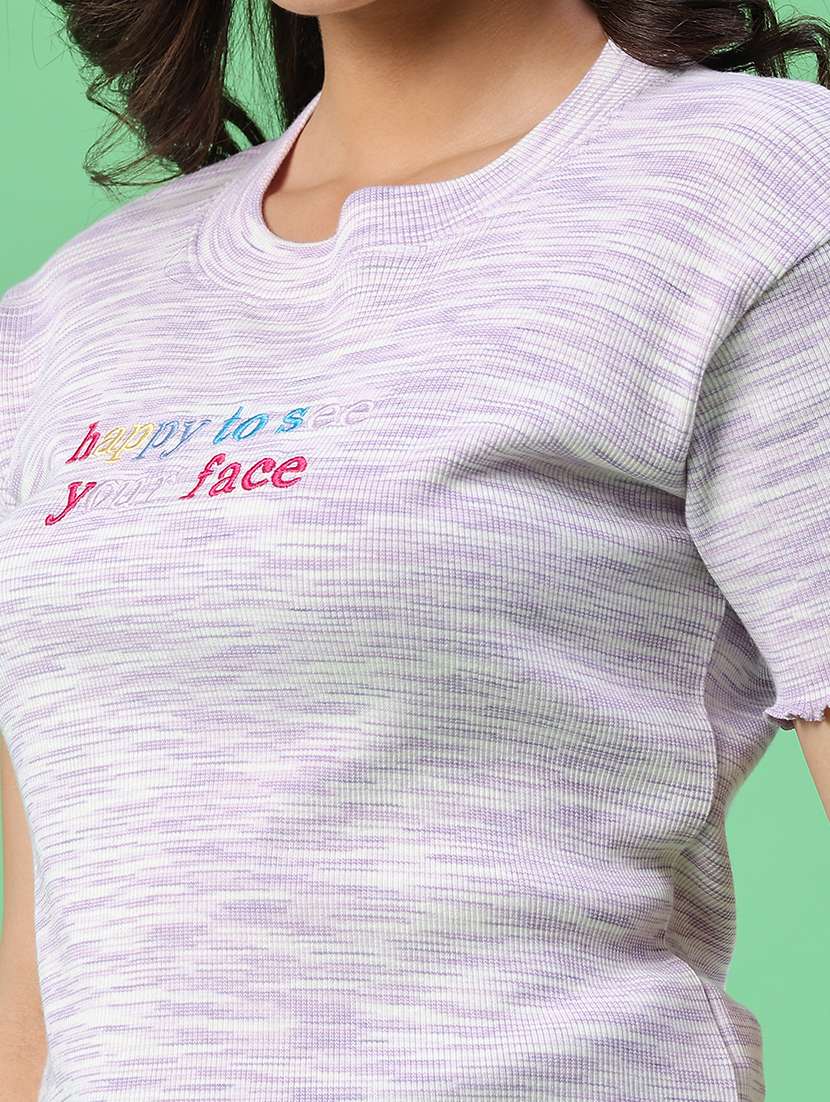 women self design round neck short sleeves t-shirt - 22368238 -  Standard Image - 1