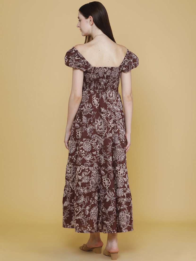 women printed off shoulder tiered dress - 22368260 -  Standard Image - 4