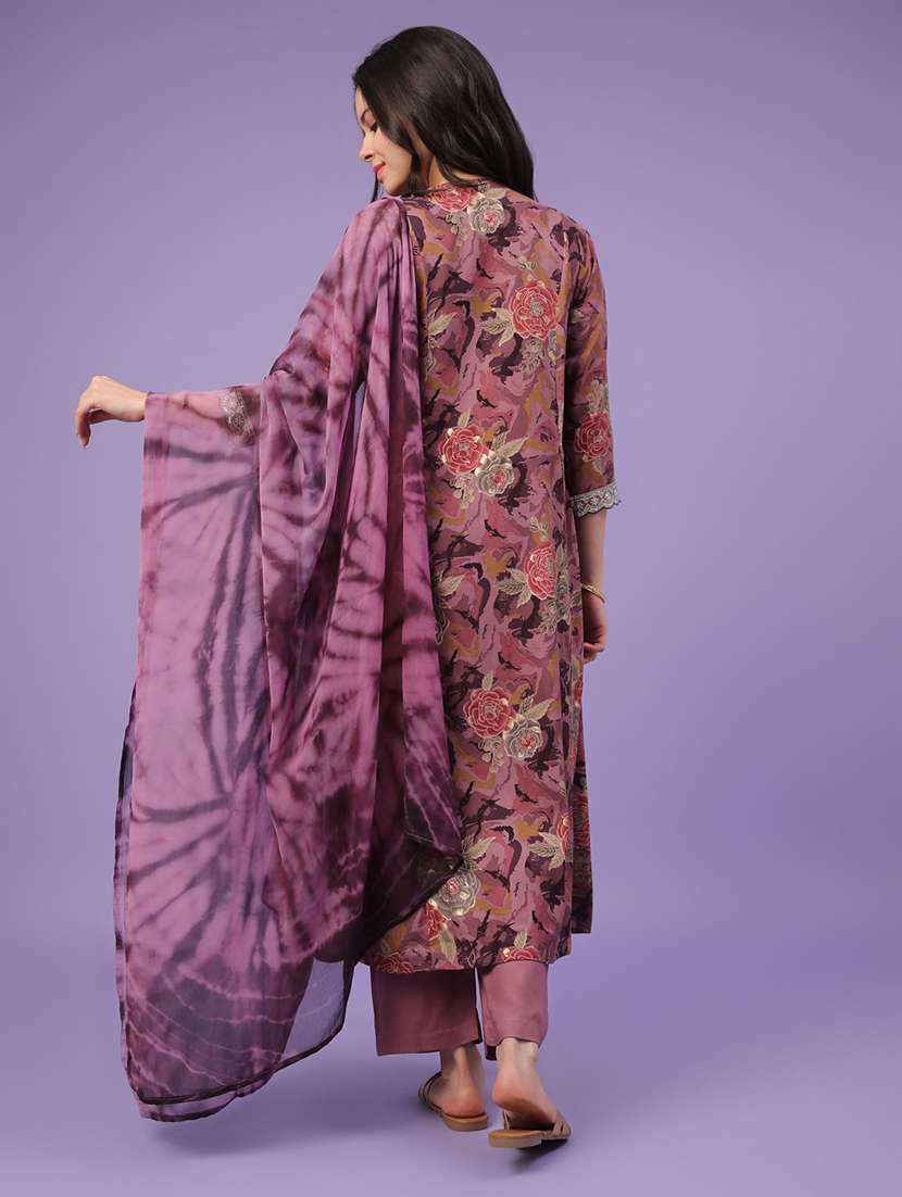 purple rayon kurta pant  set - 22368295 -  Standard Image - 4