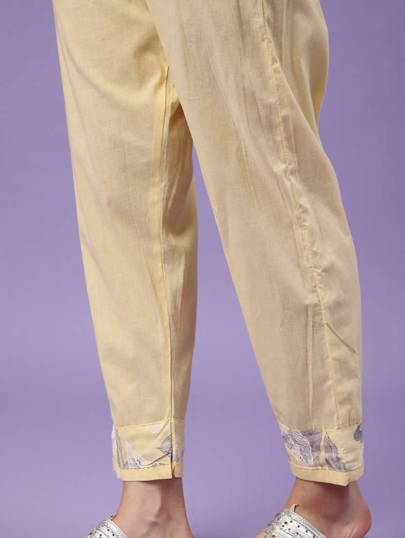 yellow cotton kurta pant  set - 22368298 -  Standard Image - 4