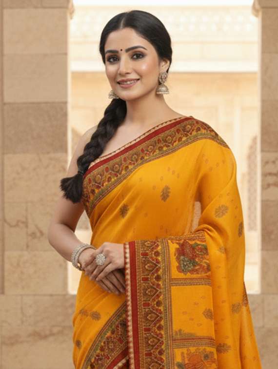 women printed casual wear saree with blouse - 22368358 -  Standard Image - 1