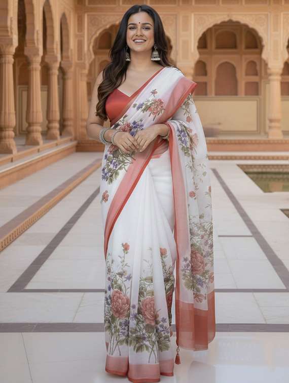 women printed casual wear saree with blouse - 22368359 -  Standard Image - 1