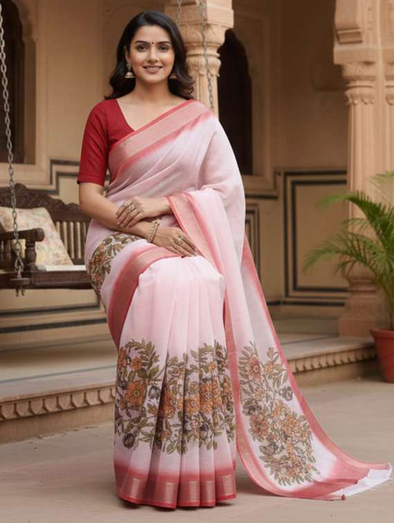 women printed casual wear saree with blouse - 22368360 -  Standard Image - 1