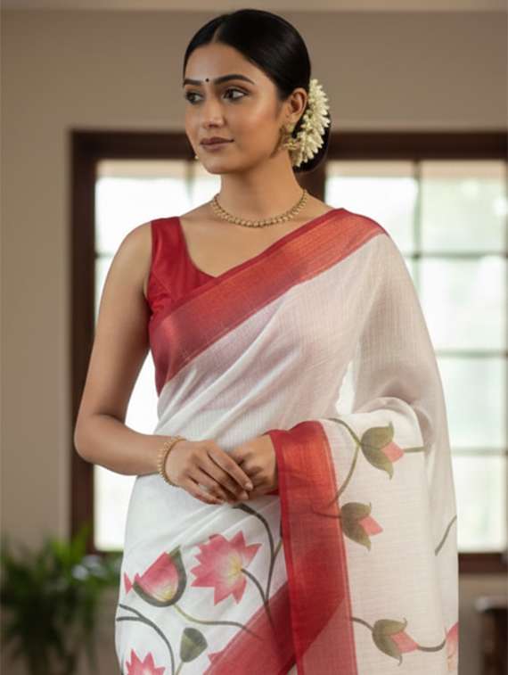 women printed casual wear saree with blouse - 22368362 -  Standard Image - 1