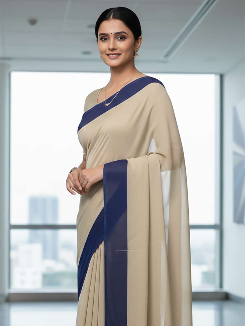 women solid with bordered saree with blouse - 22368366 -  Standard Image - 1