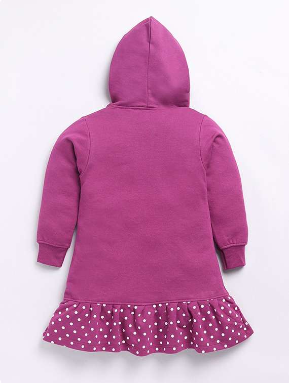 girls printed long sleeve hooded dress - 22368478 -  Standard Image - 1
