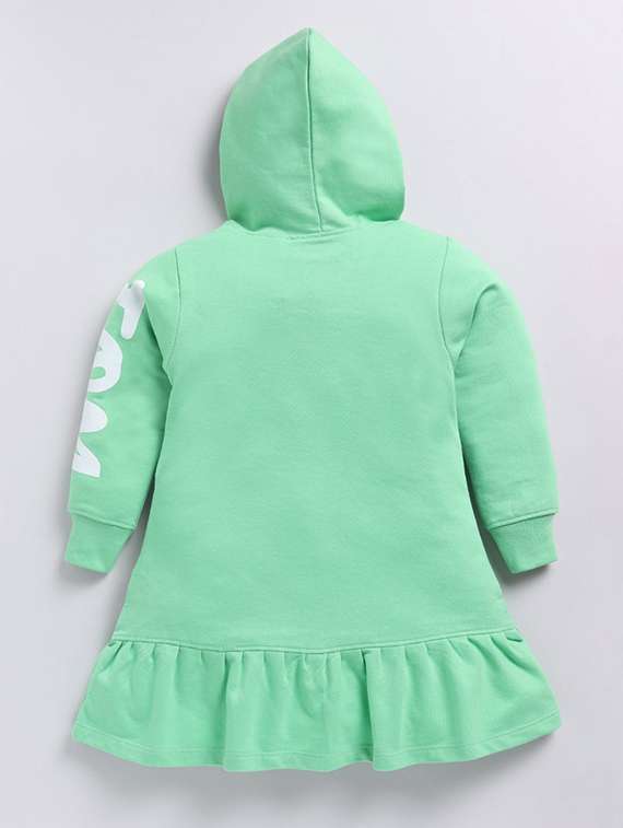 girls printed long sleeve hooded tiered dress - 22368485 -  Standard Image - 1