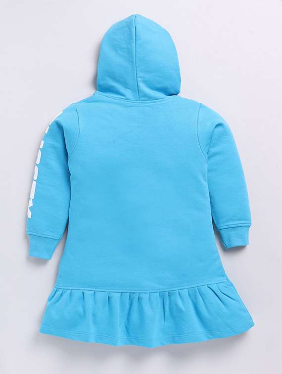 girls printed long sleeve hooded tiered dress - 22368490 -  Standard Image - 1