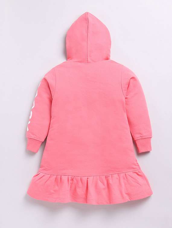girls printed long sleeve hooded tiered dress - 22368492 -  Standard Image - 1