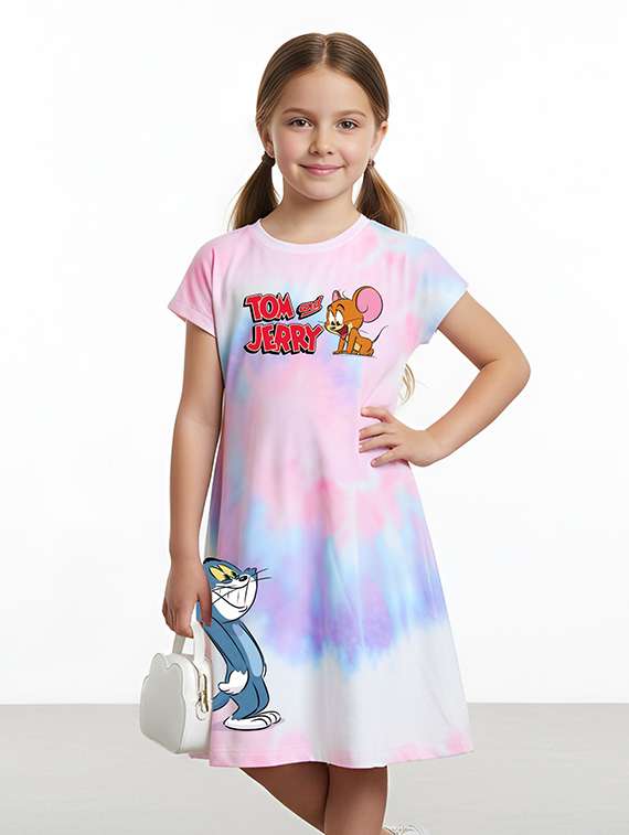 girls printed short sleeve a-line dress - 22368498 -  Standard Image - 1