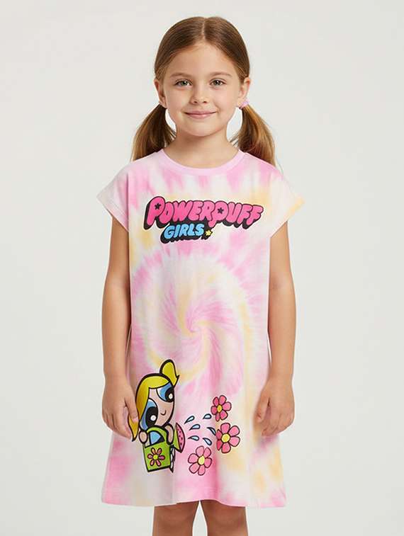 girls printed short sleeve a-line dress - 22368507 -  Standard Image - 1