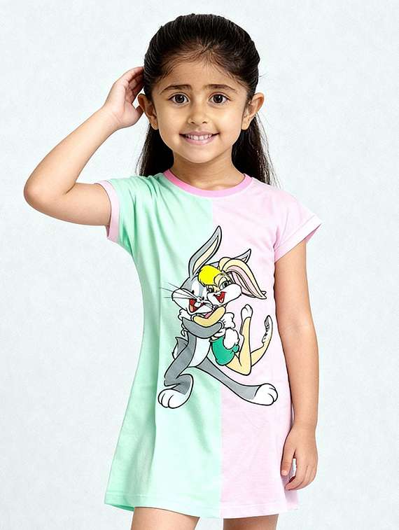 girls printed short sleeve a-line dress - 22368509 -  Standard Image - 1