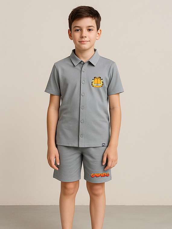 boys printed shirt and short set