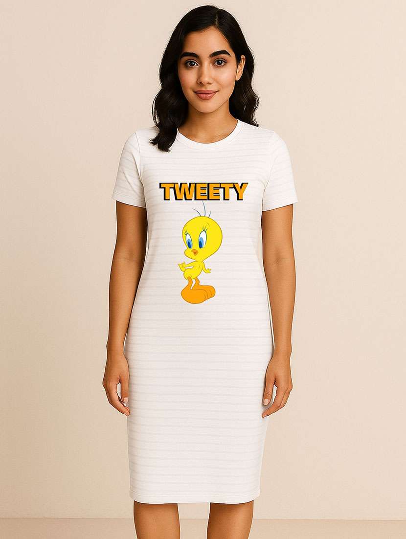 women printed short sleeve t-shirt dress