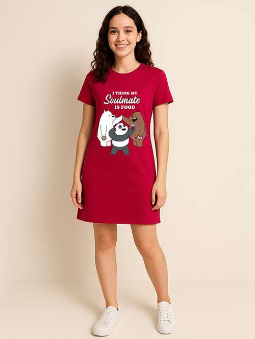 Women Printed Short Sleeve T Shirt Dress