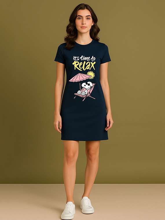 women printed short sleeve t-shirt dress