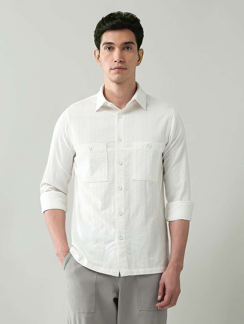 men self designed collared long sleeve shirt - 22368685 -  Standard Image - 1
