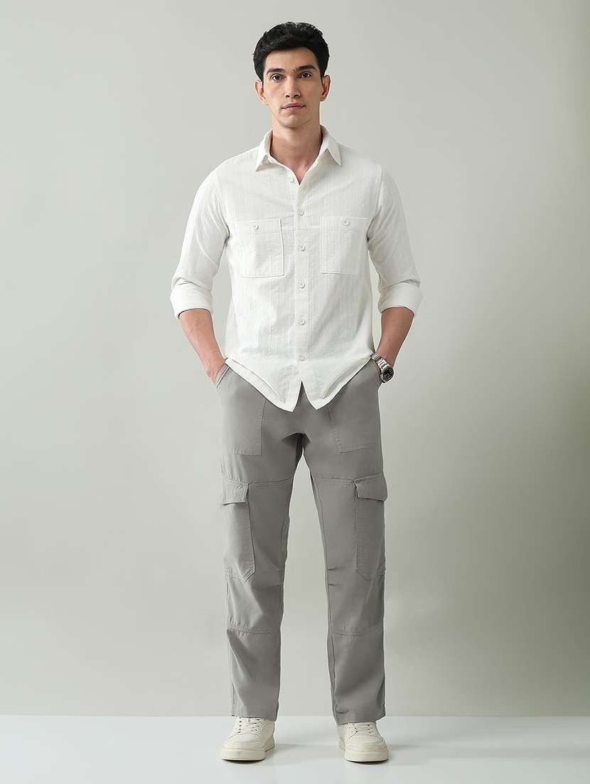 men self designed collared long sleeve shirt - 22368685 -  Standard Image - 4