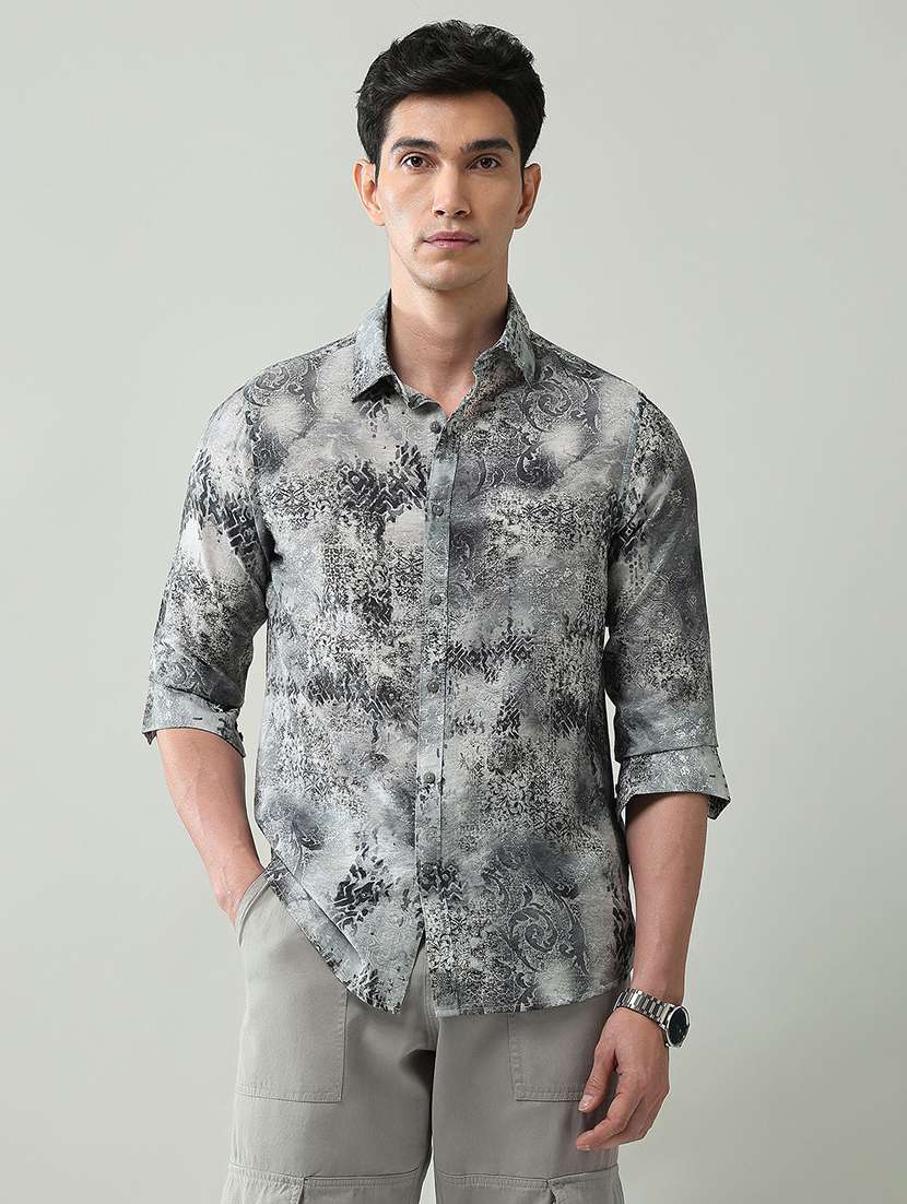 Men Printed Collared Long Sleeve Shirt - 22368691 -  Standard Image - 1