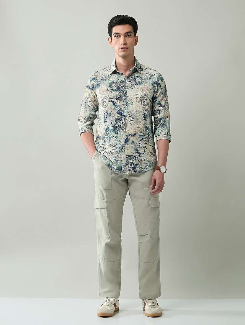 men printed collared long sleeve shirt - 22368693 -  Standard Image - 4