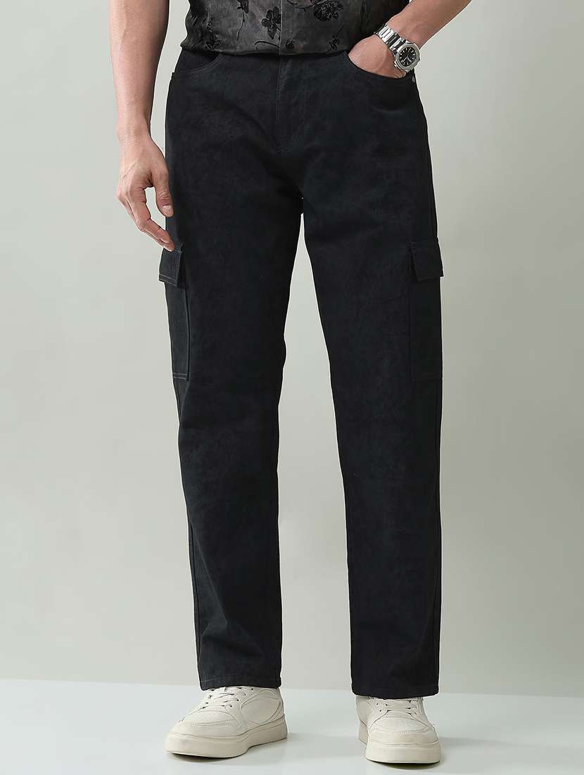 men solid mid rise regular fit cargo - 22368707 -  Standard Image - 1