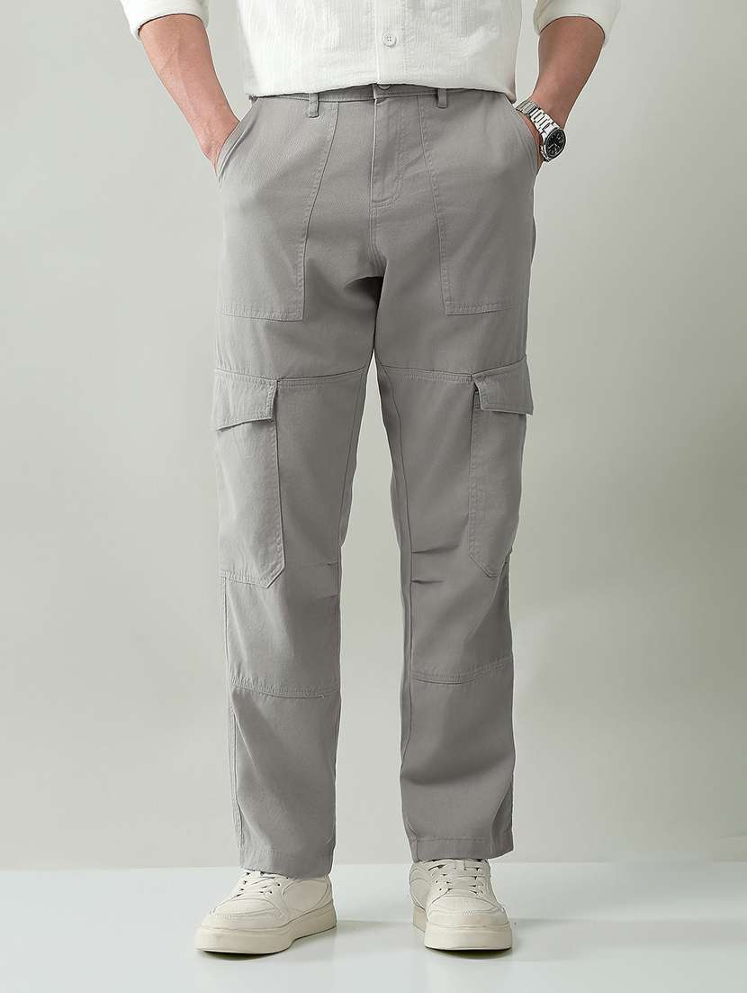 men solid mid rise regular fit cargo - 22368710 -  Standard Image - 1
