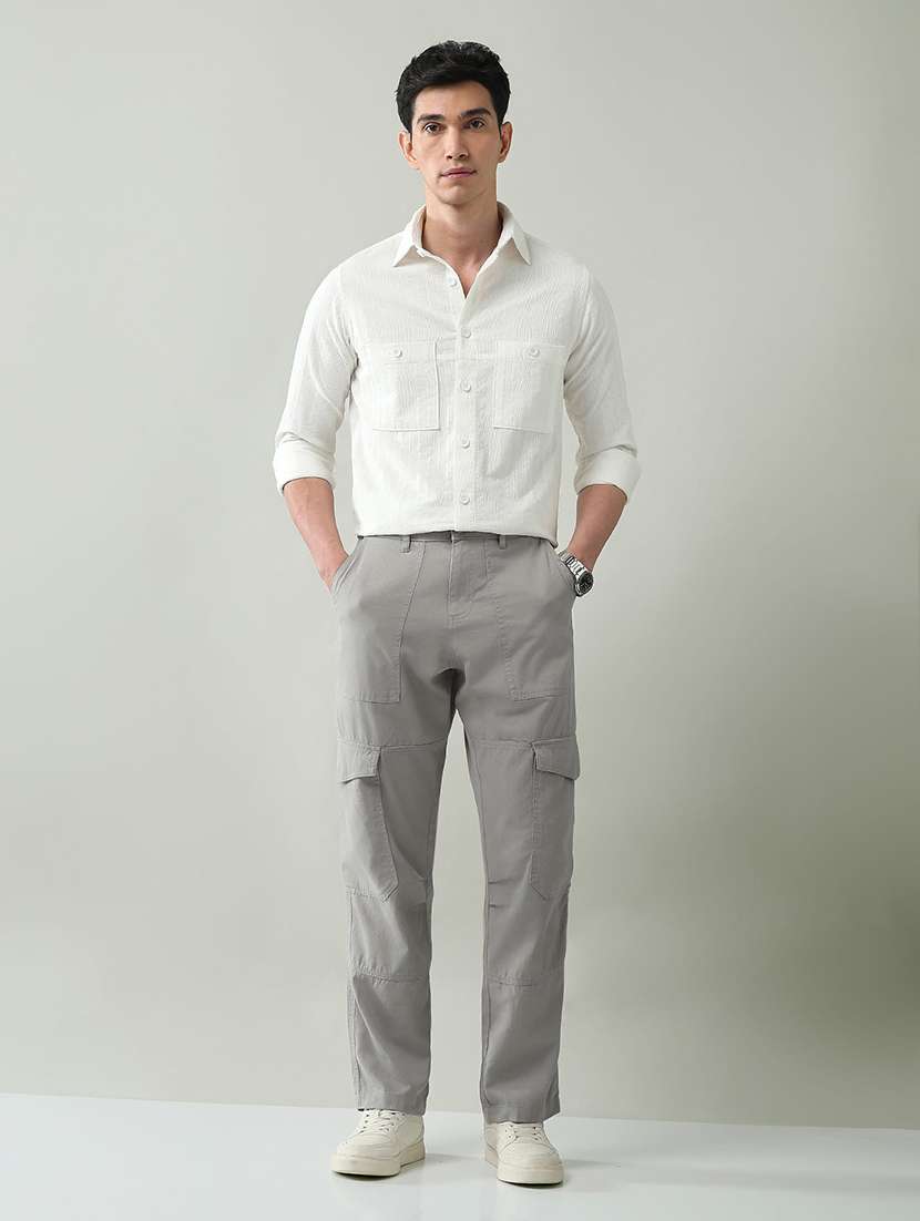 men solid mid rise regular fit cargo - 22368710 -  Standard Image - 4