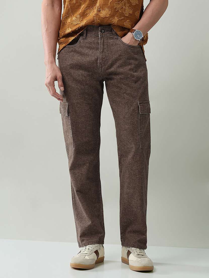 men solid mid rise regular fit cargo - 22368711 -  Standard Image - 1