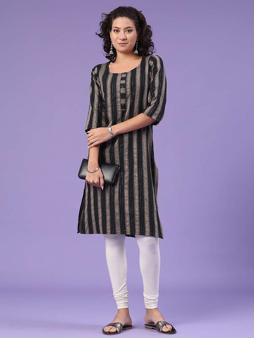 black cotton straight kurta