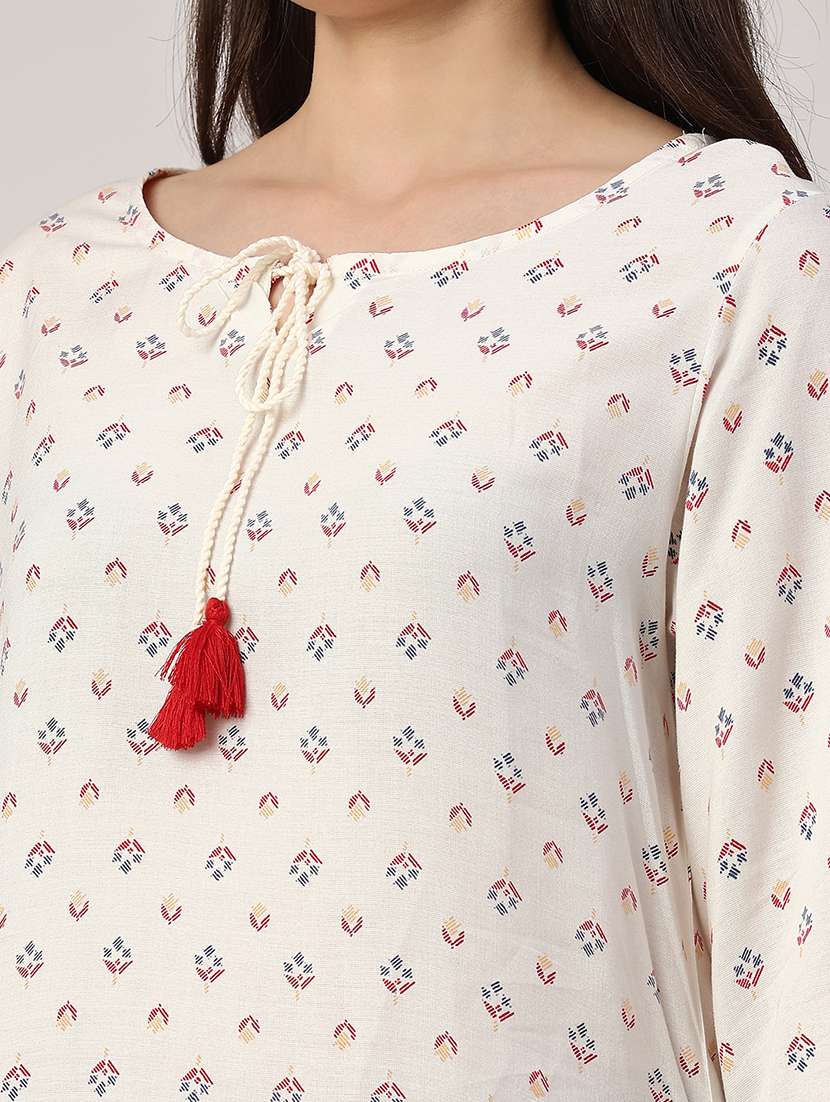 off white rayon straight kurta - 22370911 -  Standard Image - 1