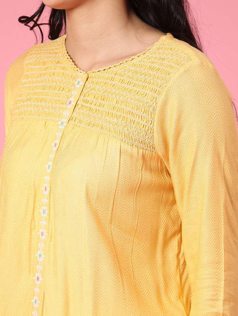 yellow cotton straight kurta - 22370913 -  Standard Image - 1