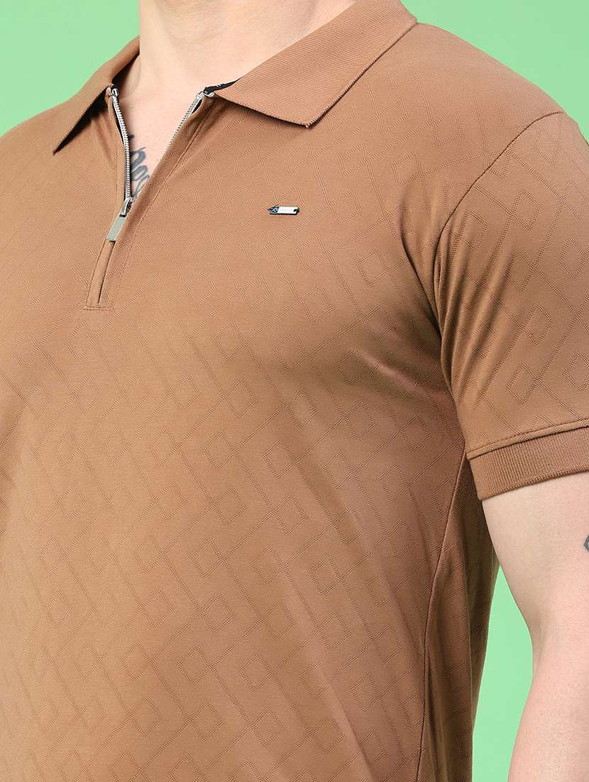 men self design short sleeve slim fit polo t-shirt - 22371045 -  Standard Image - 1