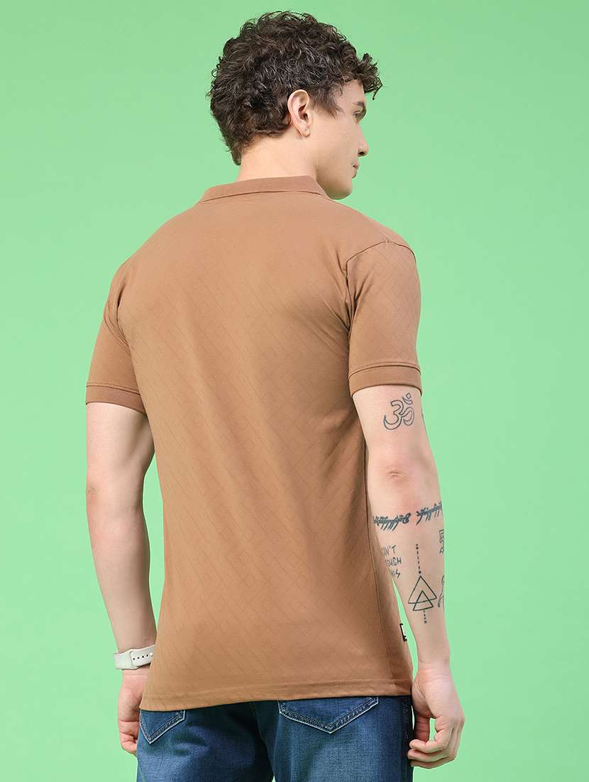 men self design short sleeve slim fit polo t-shirt - 22371045 -  Standard Image - 4