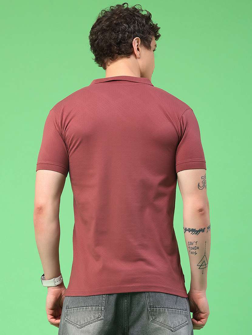 men self design short sleeve slim fit polo t-shirt - 22371050 -  Standard Image - 4