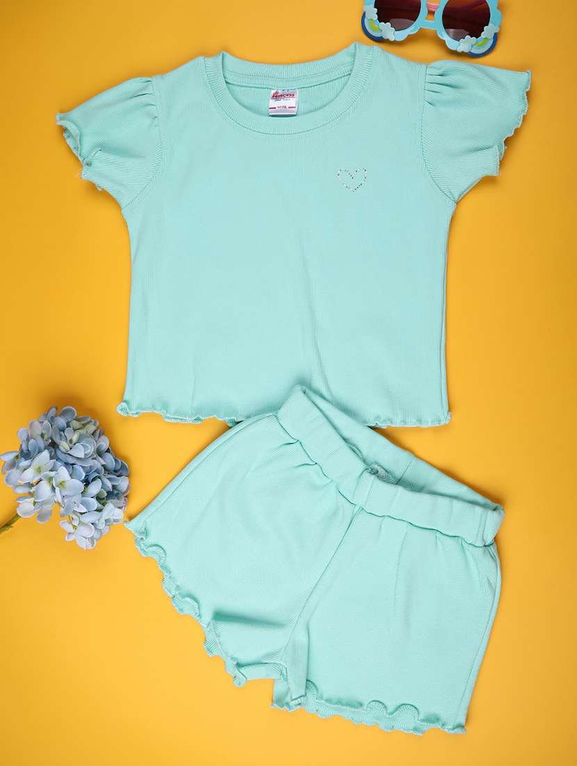 kids green cotton twin sets twin sets & jump suit - 22371066 -  Standard Image - 1