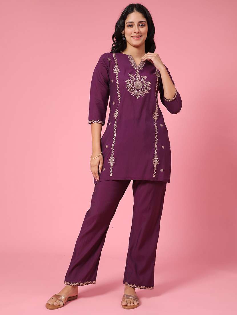 maroon cotton coord set