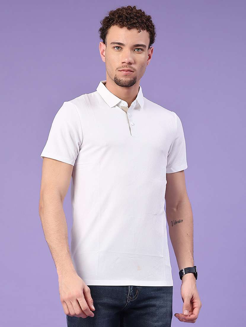 men white cotton blend plain t-shirt