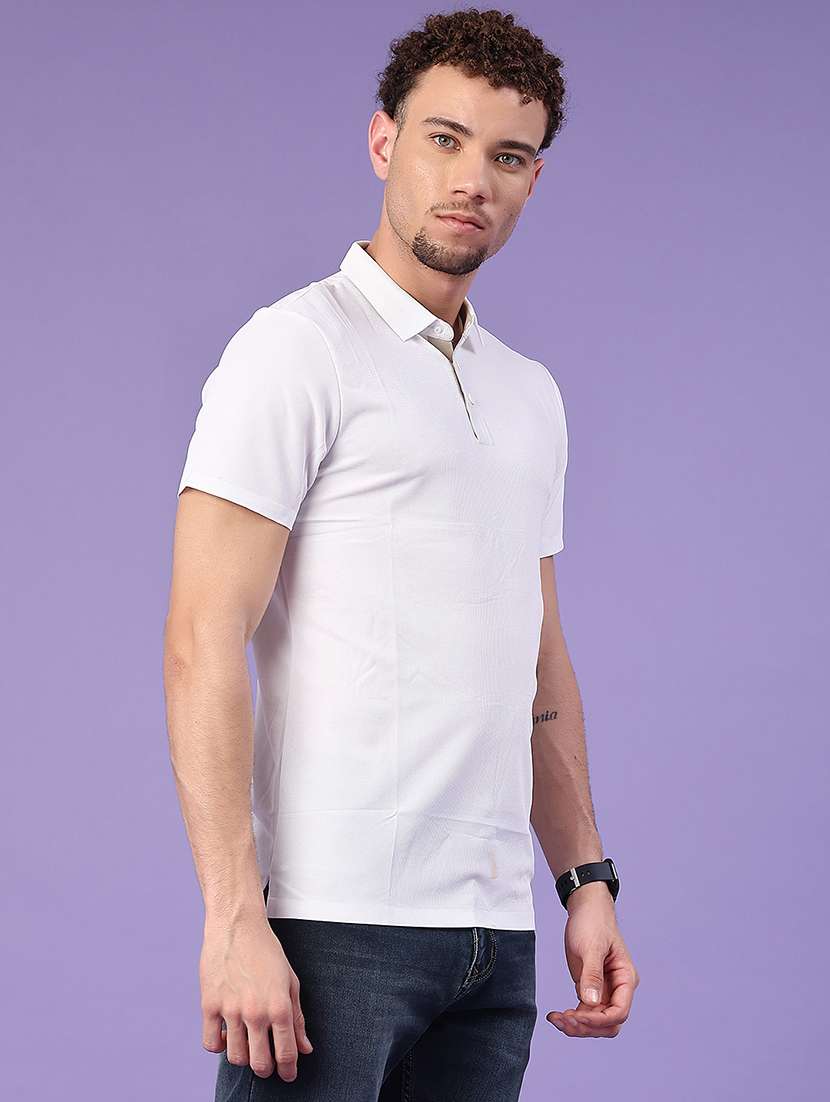 men white cotton blend plain t-shirt - 22371167 -  Standard Image - 1