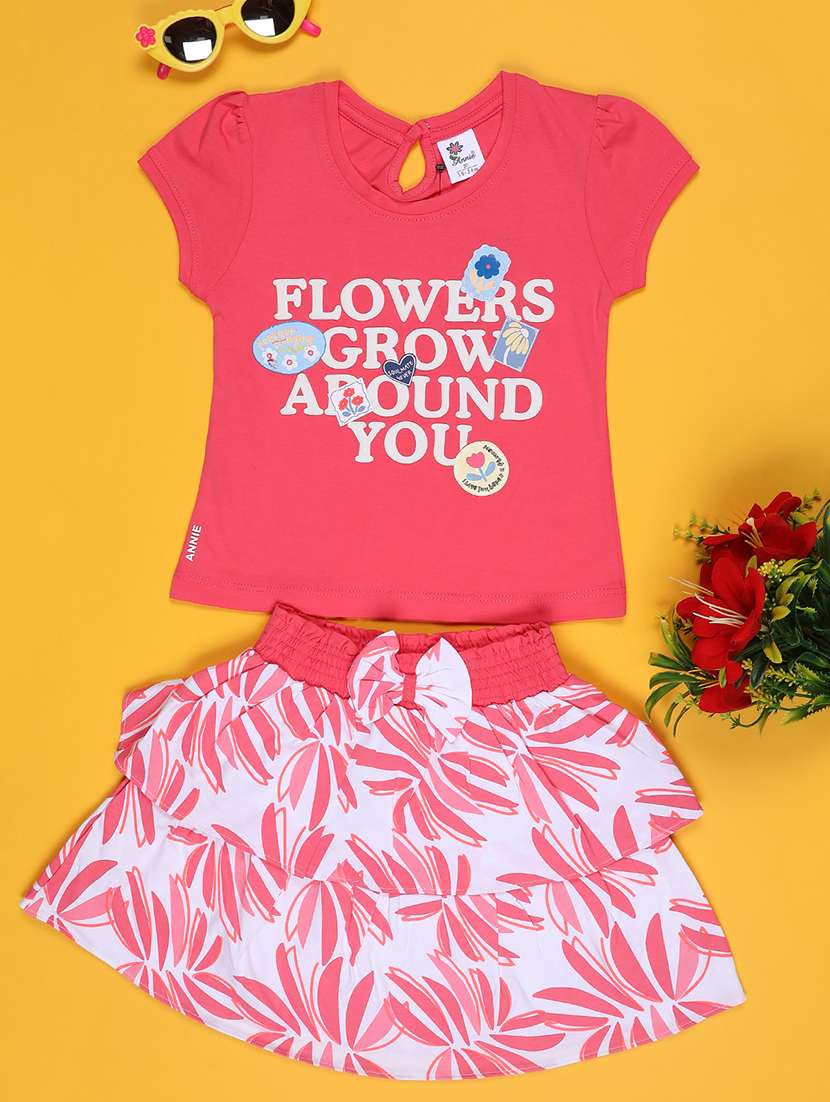 pink cotton combo infant twin set - 22371190 -  Standard Image - 1
